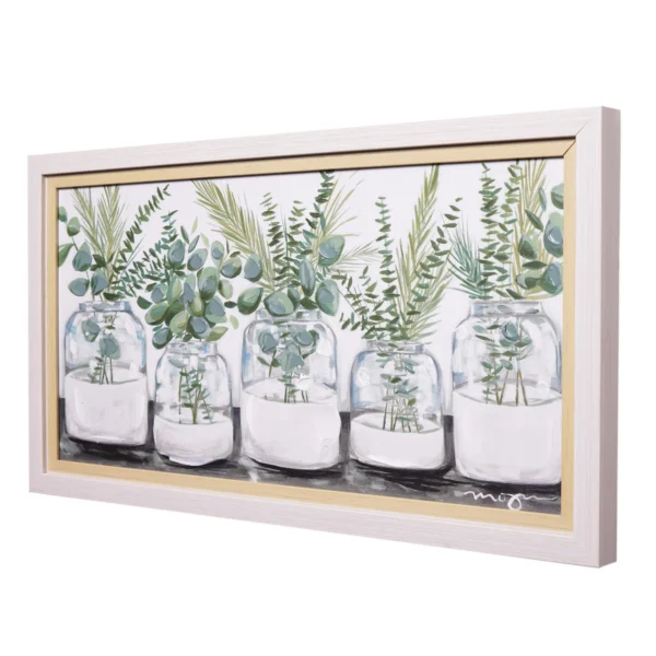 Double Framed Botanical Natural Wood Color Home Wall Art 12" x 22"
