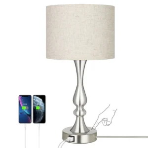 Modern Touch Control Table Lamp 3 Way Dimmable with 2 USB