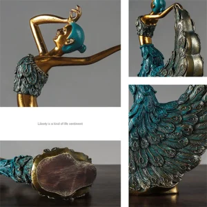 Elegant Peacock Statue Shelf Decor Accents, Peacock Decor Figurines Tabletop