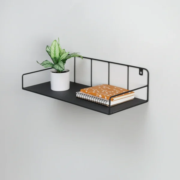 10" x 24" Black Metal Floating Accent Shelf