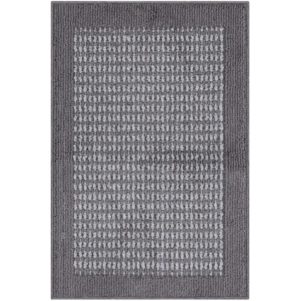 Farmhouse Faux Sisal Olefin Gray Border Indoor Accent Rug, 1'8"x2'6"