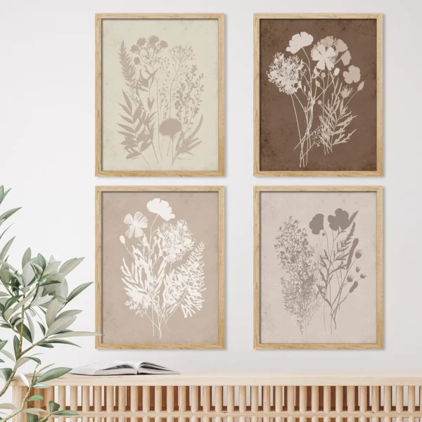 Framed Grunge Forest Flower Bouquet Wall Art, Set of 4 Nature - Image 4