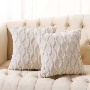 2 Wool Throw Pillow Covers 18x18 inches Decorative Farmhouse